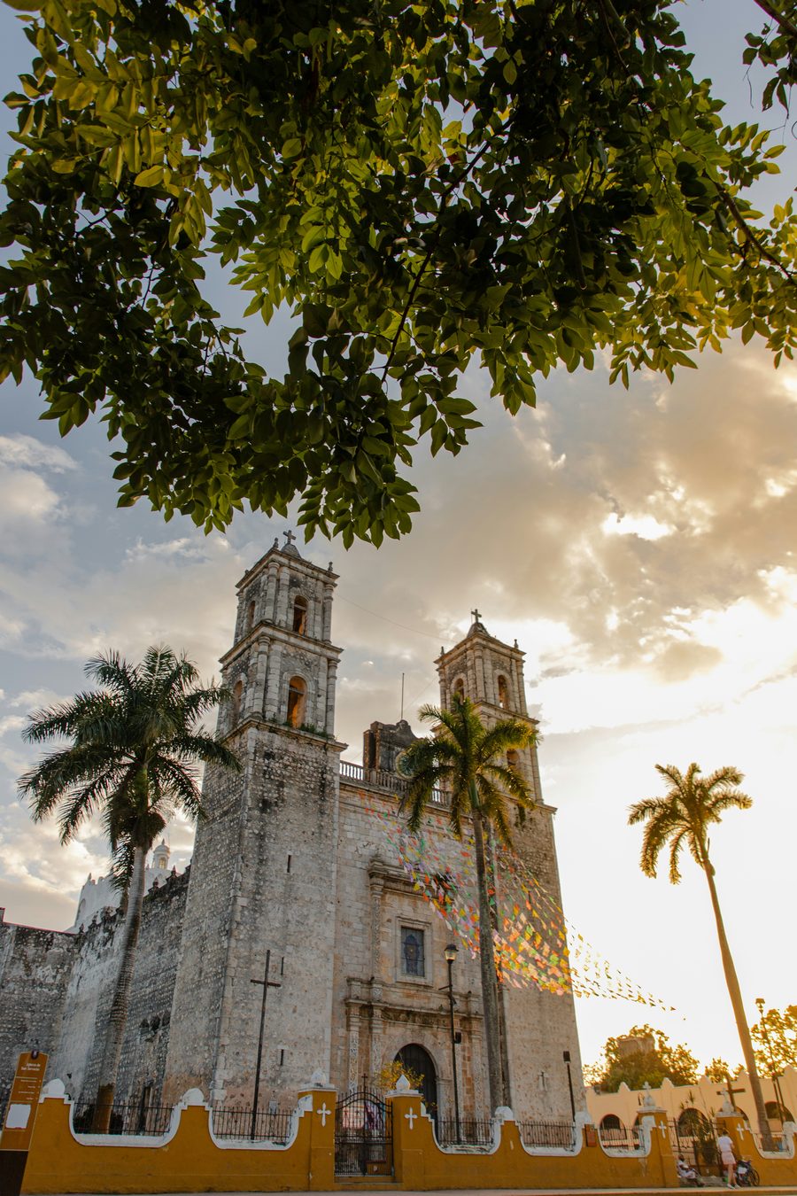Iglesia de San Servacio, Valladolid, Yucatán, at golden hour style=